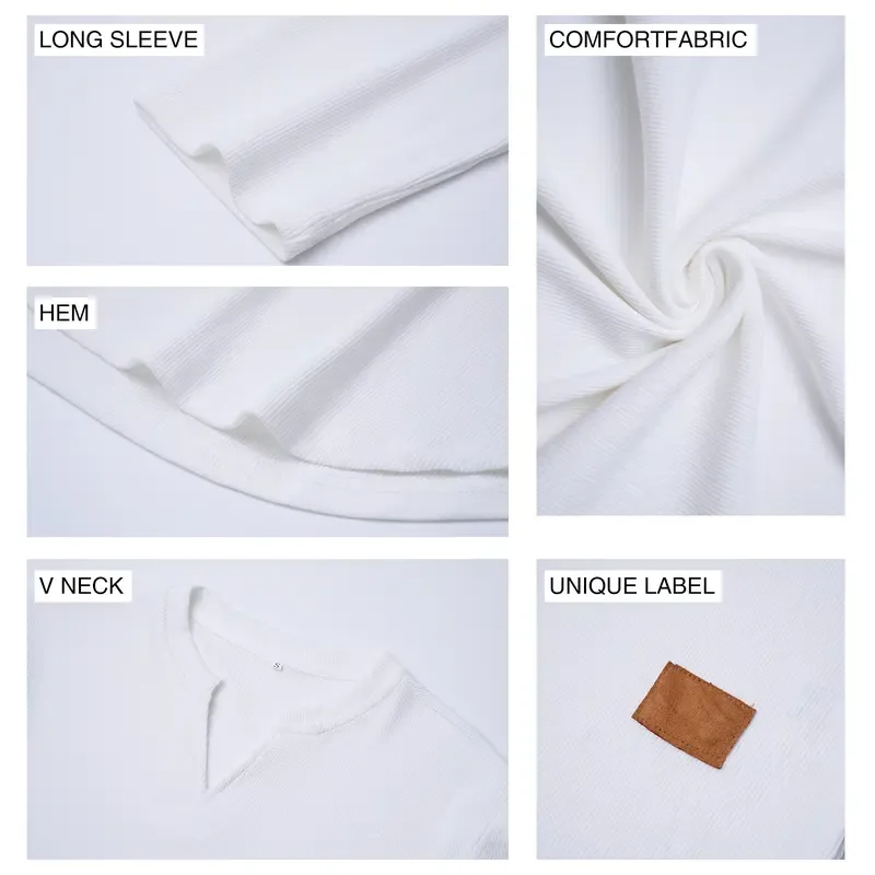 Mens Long Sleeve Muscle V-Neck Longline Ribbed Tee Shirts