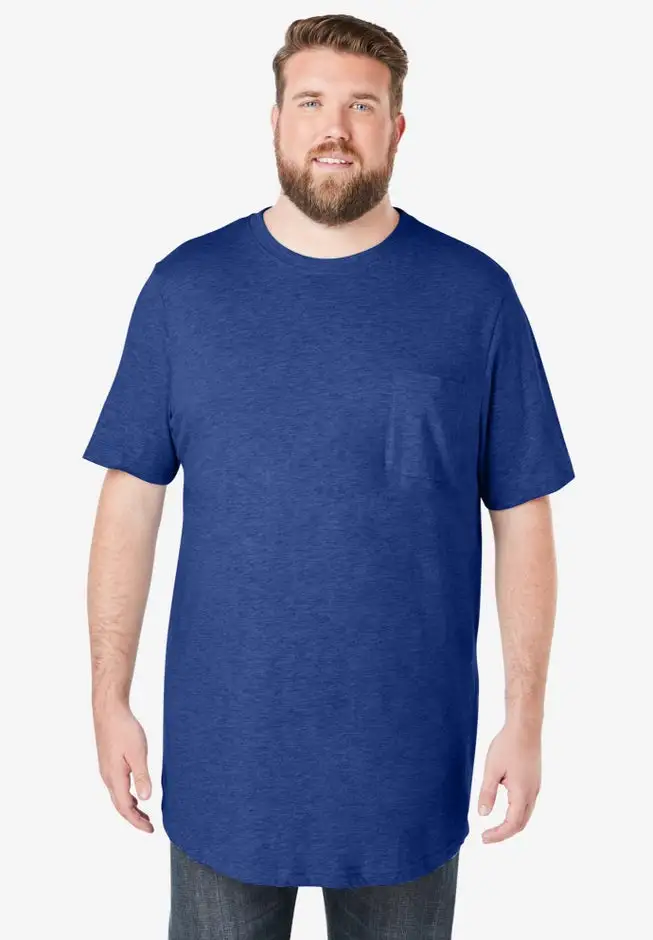 Shrink-Less Lightweight Longer-Length Crewneck Pocket T-Shirt