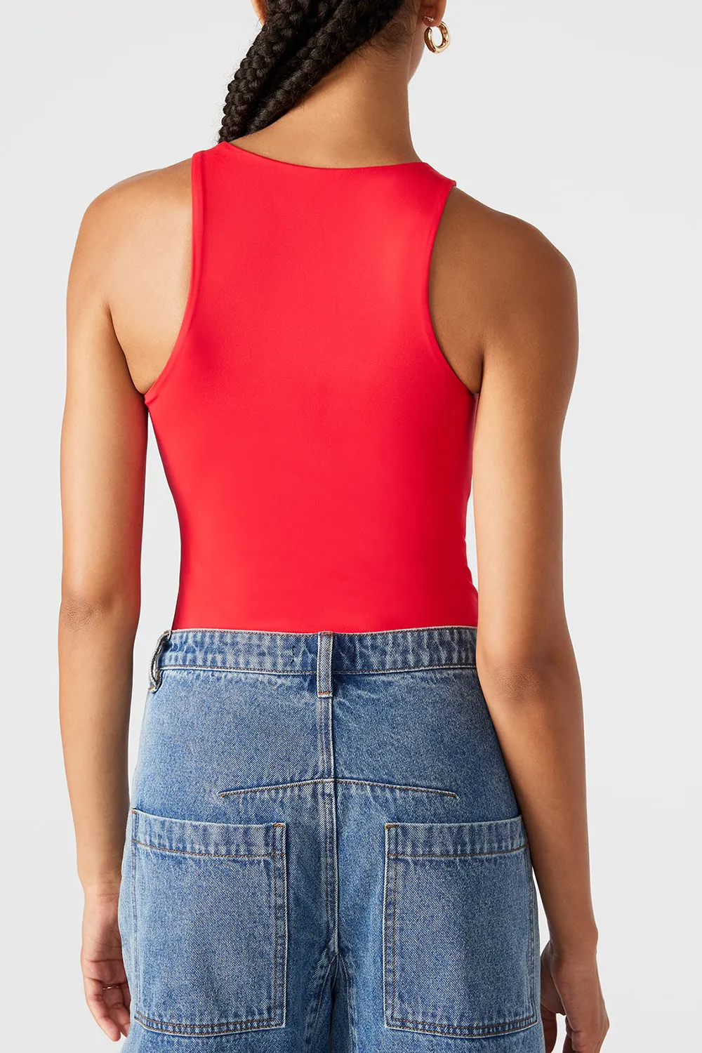 Crew Neck Bodysuit Red