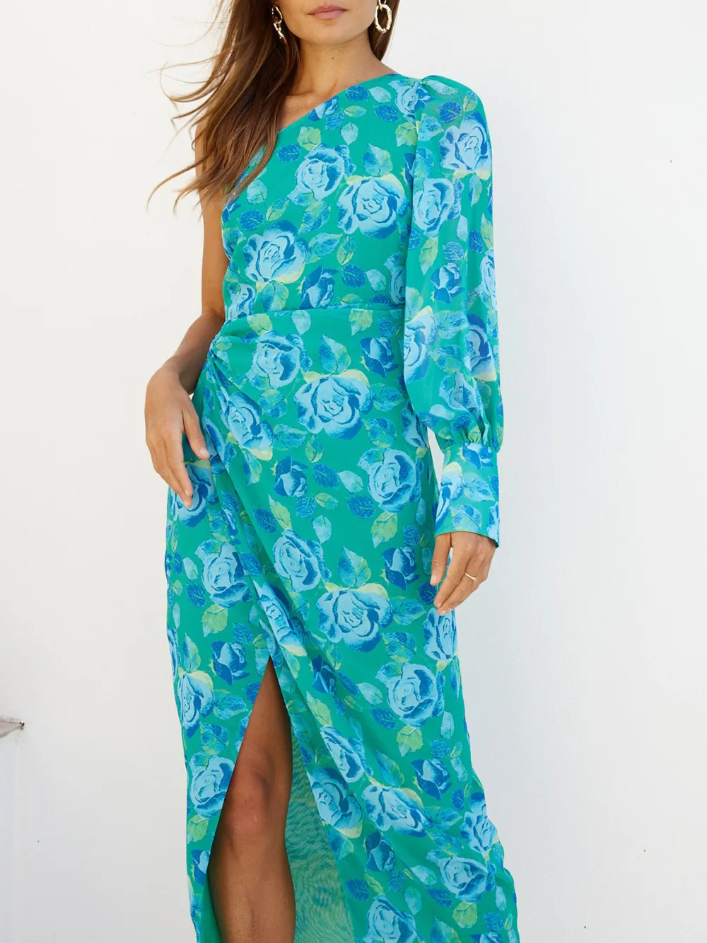 Casual Style Green Floral Dress