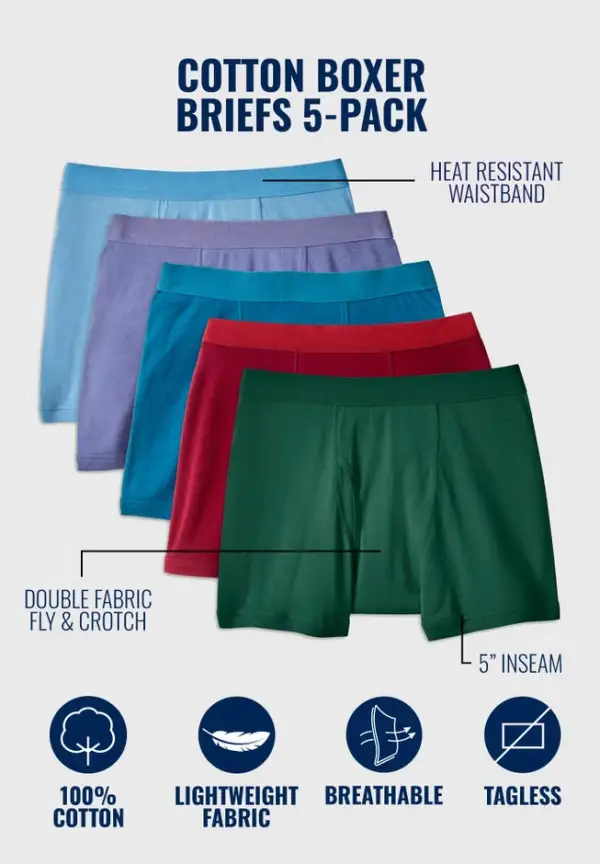 Cotton Boxer Briefs 5-Pack