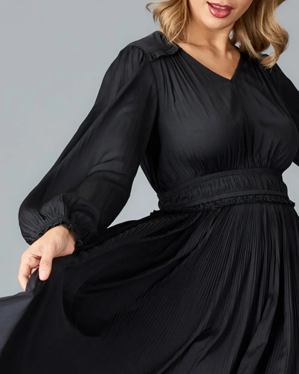 Black Smocked Waist Maxi Dress