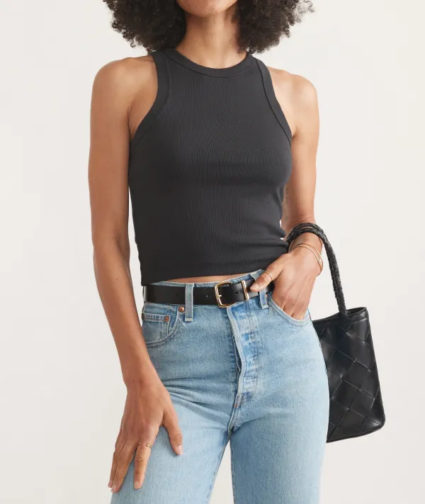Simple Black Ribbed Tank Top