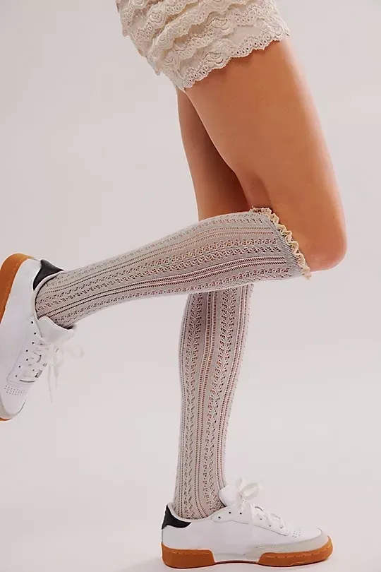 Lace Net Pointelle Tall Grey
