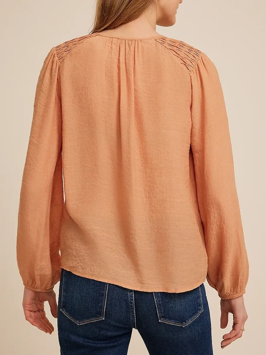 Tied Neck Button Up Blouse