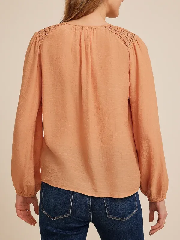 Tied Neck Button Up Blouse