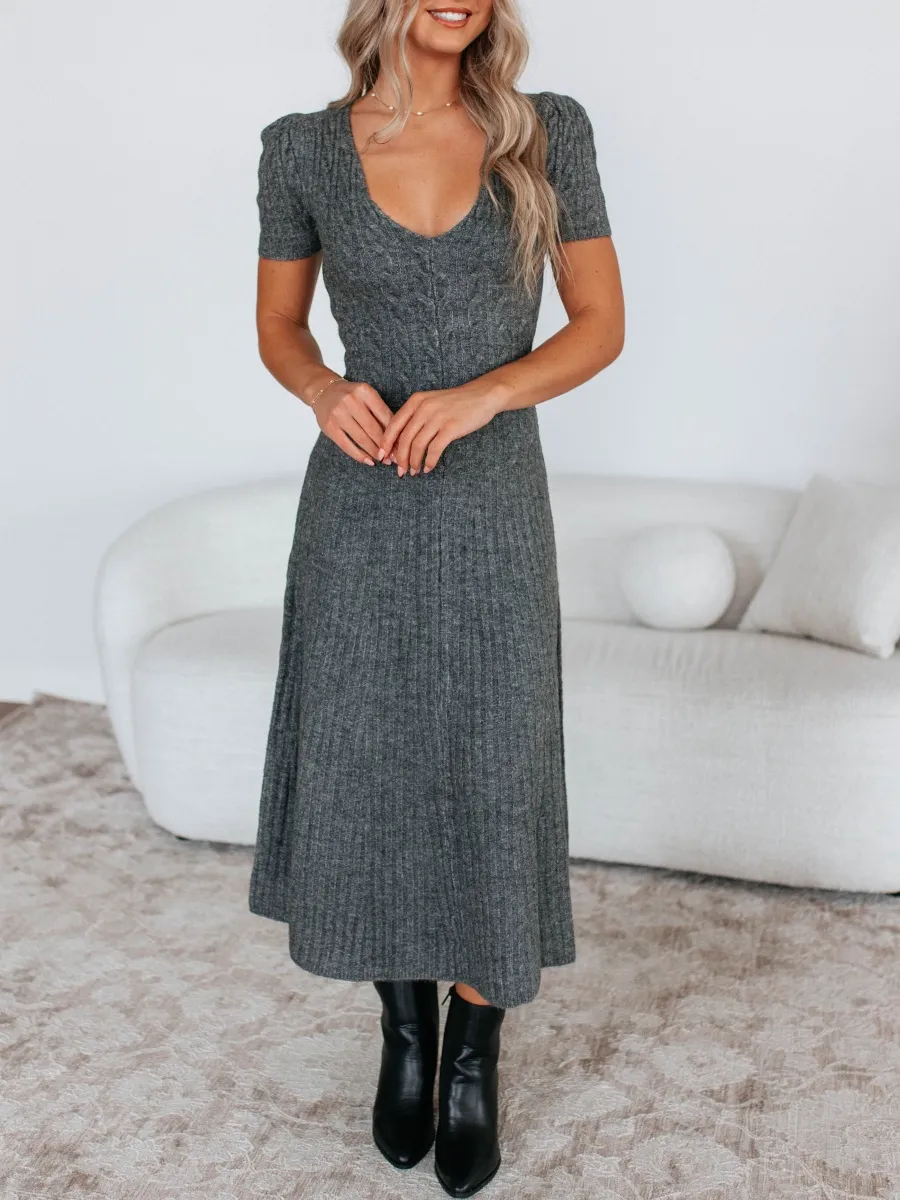 Ribbed Scoop Neck Dress