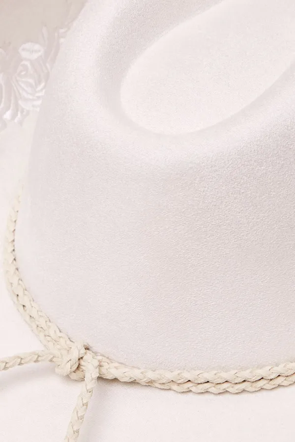 Minimalist Ivory Floral Embroidery Women's Hat