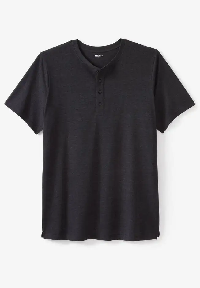 Shrink-Less Longer Length Lightweight Henley T-Shirt