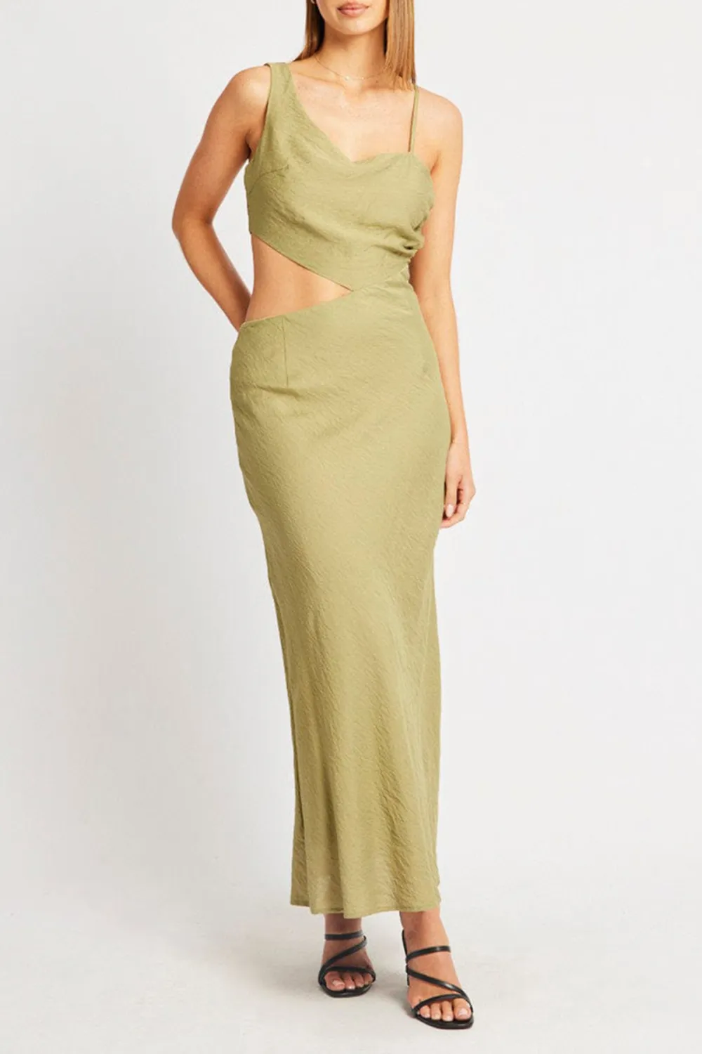 Green Maxi Dress Cut Out Detail