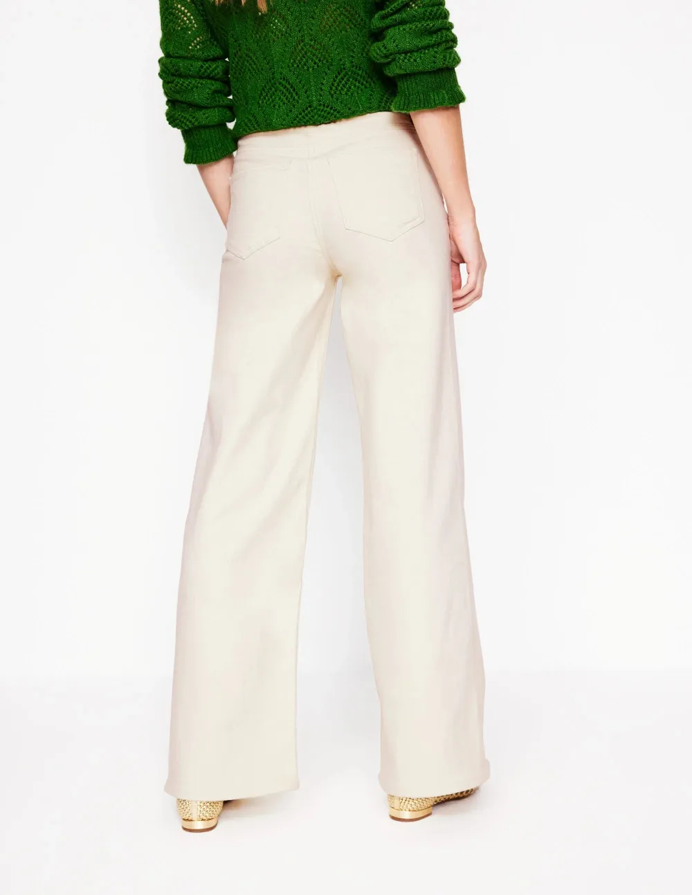 Ecru High - Rise Wide - Leg Jeans