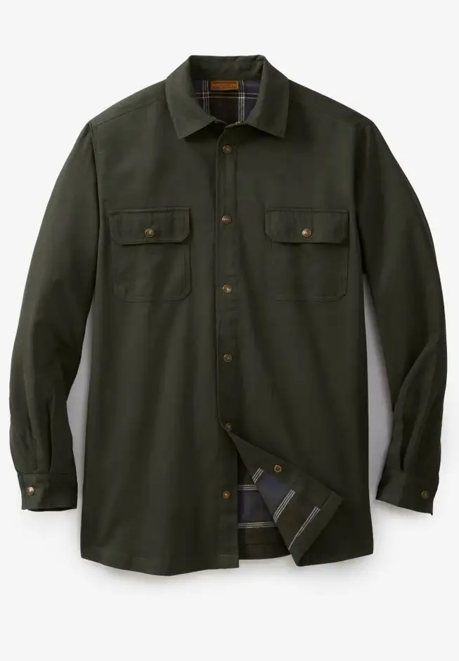 Flannel-Lined Twill Shirt Jacket