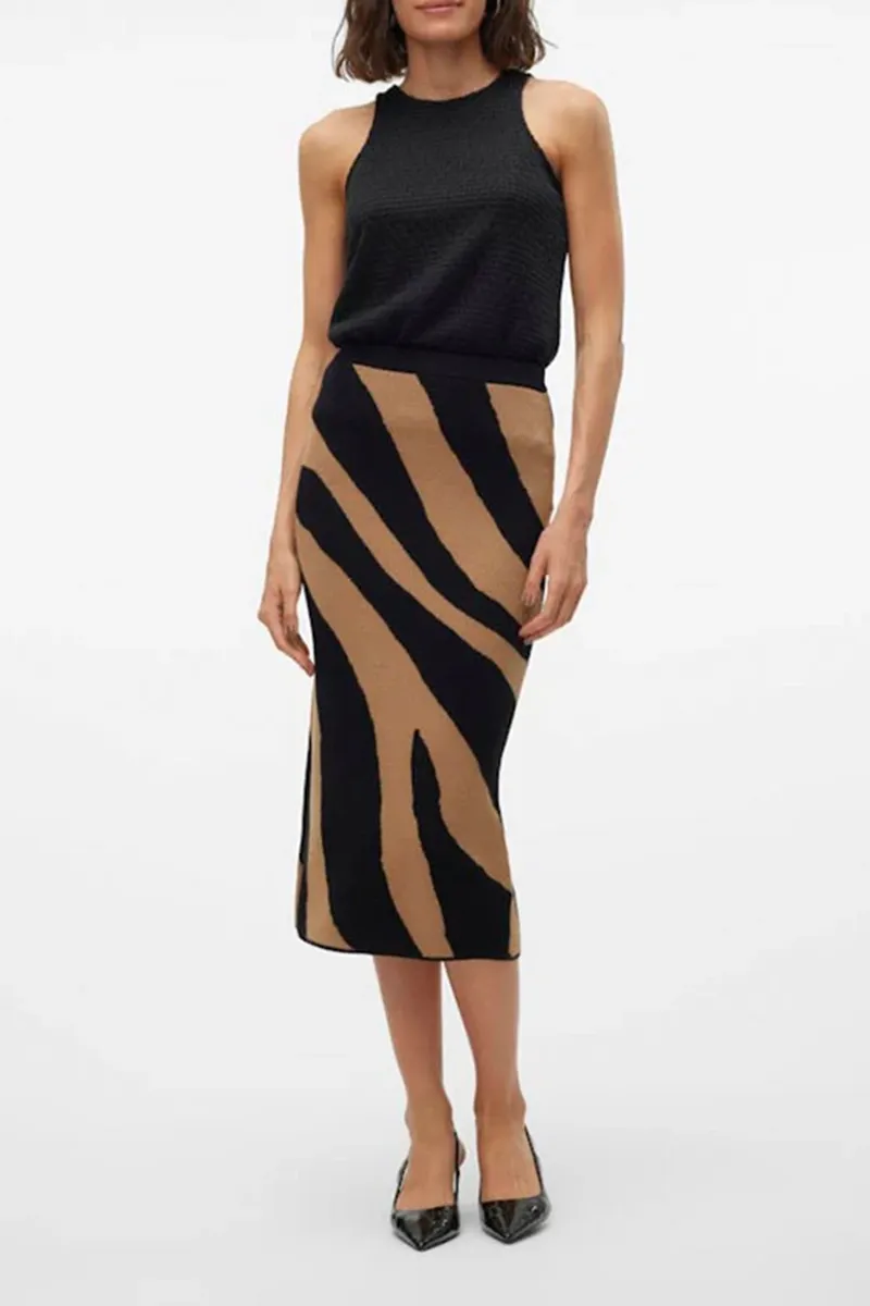 Stripe Patterned Mid Length Skirts