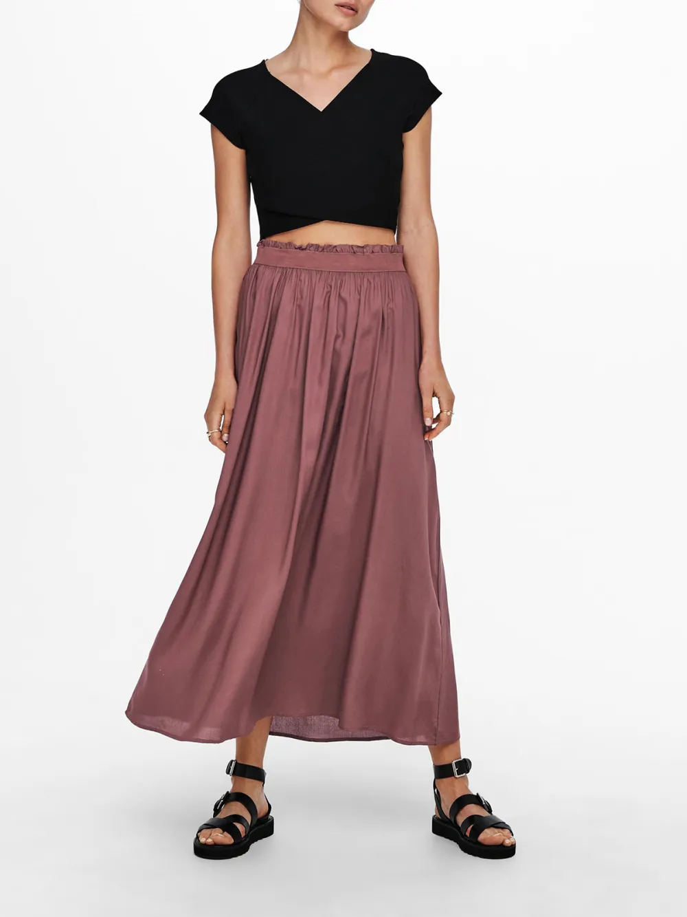 Plain Colored Casual Style A-line Skirt