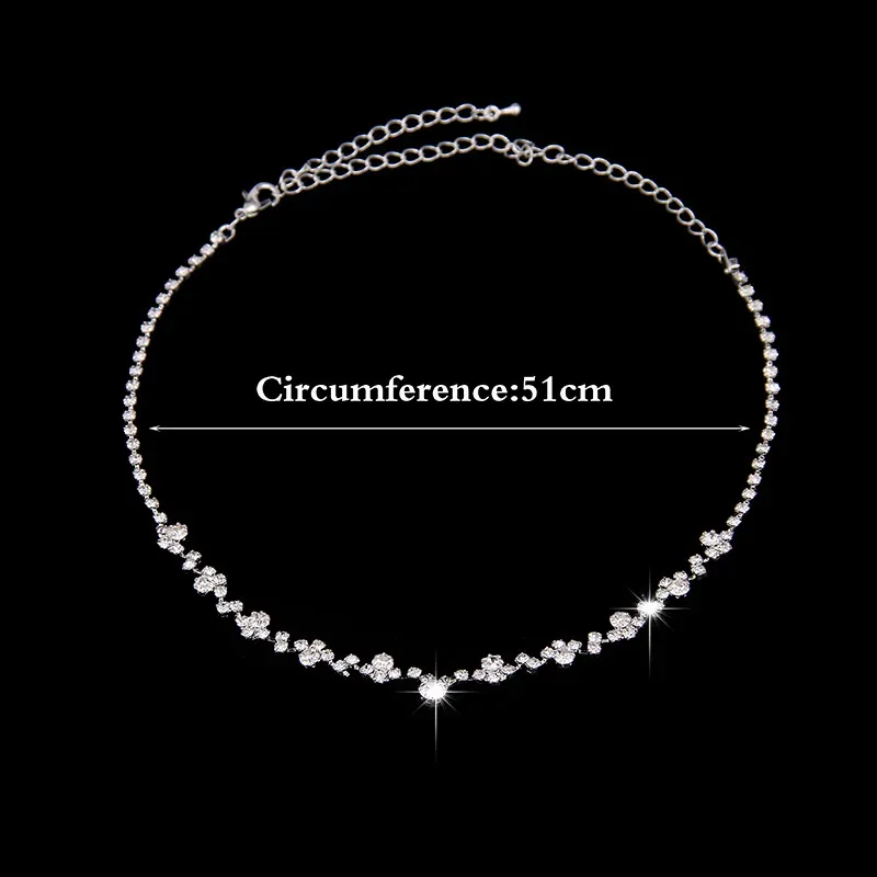 Necklace earrings two-piece simple rhinestone set