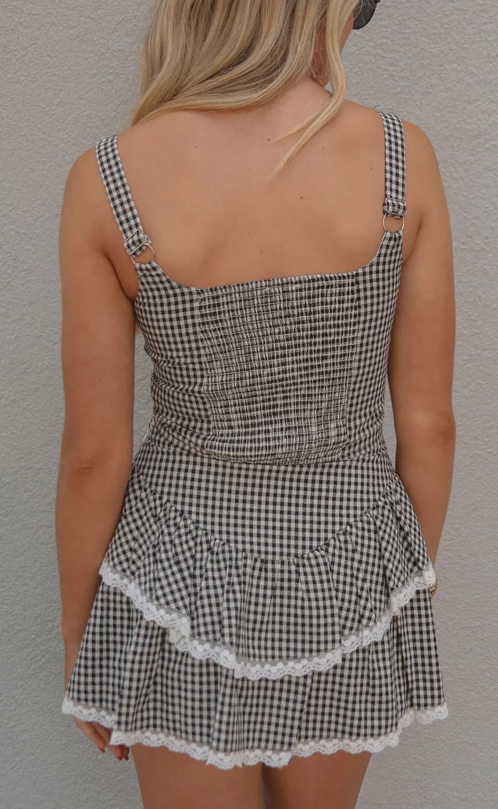 Gingham Ruffled Crop Top and Skirt Set