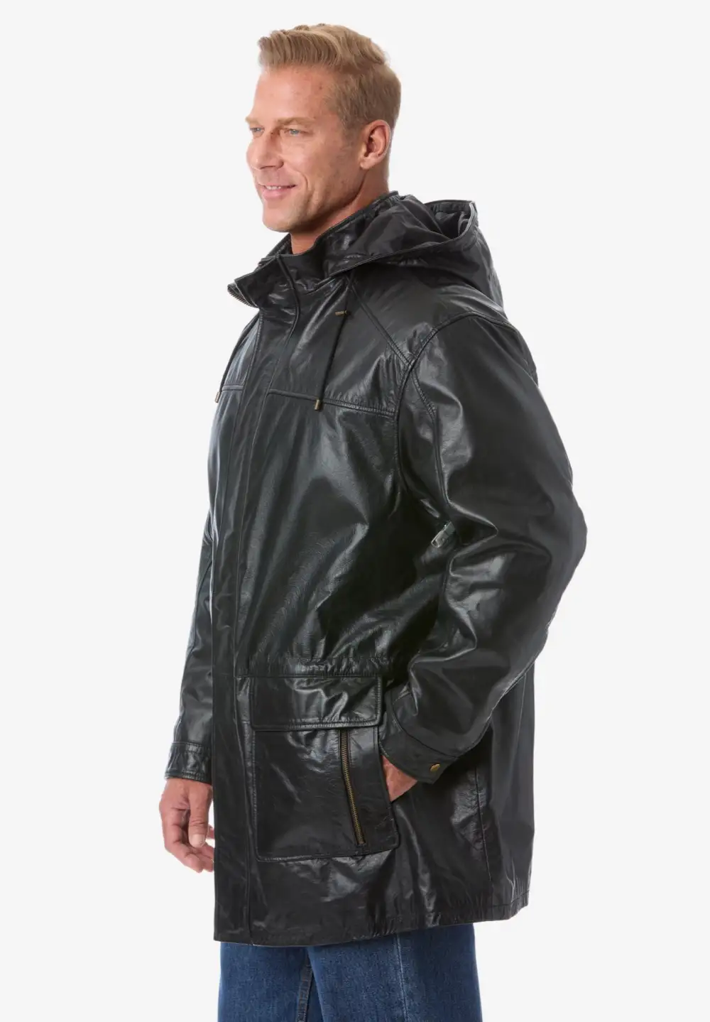 Hooded Leather Parka