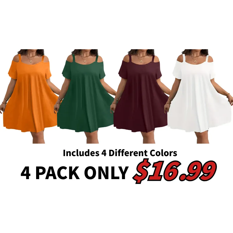 Plus Size Women's Round Neck Short Sleeve Shoulder Cut Out Fitted Casual Midi Dress