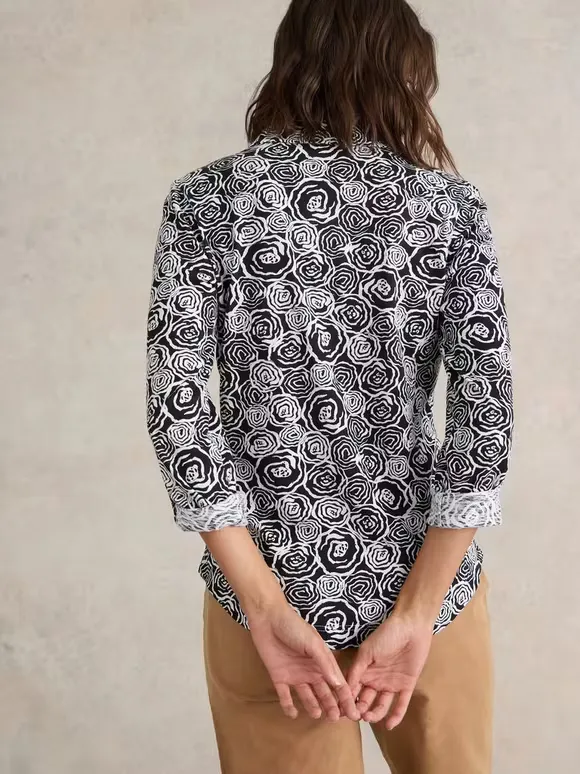 Long-Sleeved Art Graphic Cotton Shirt