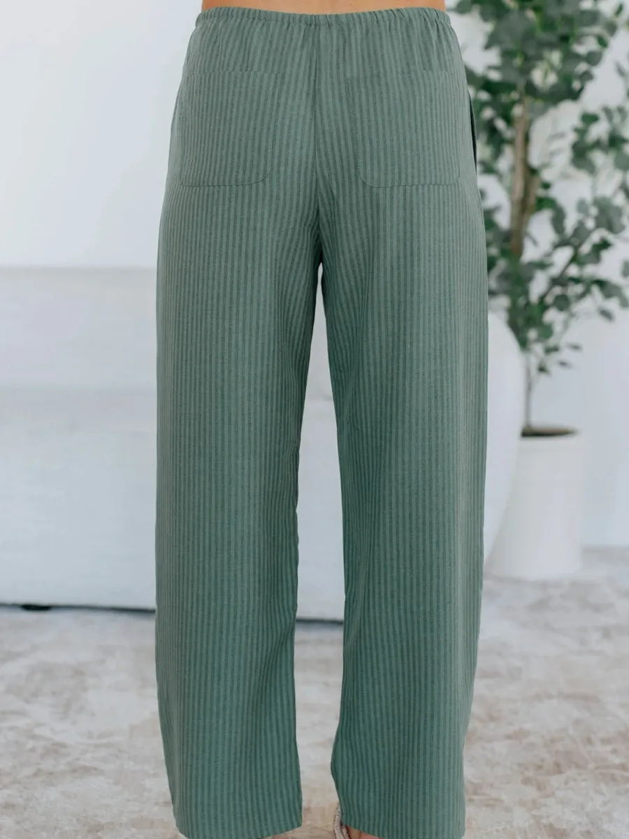 Drawstring Striped Pants