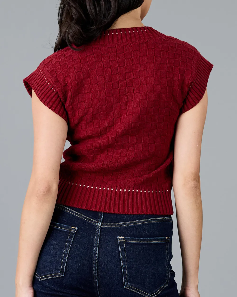 Burgundy Cut Out Knitted Top