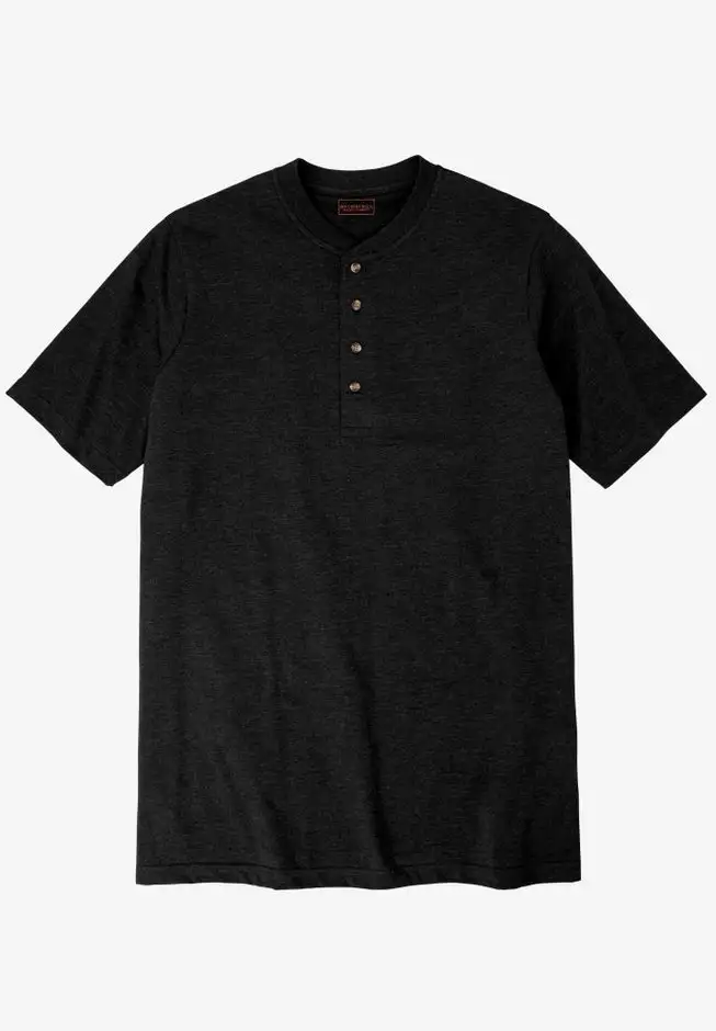 Heavyweight Longer-Length Short-Sleeve Henley Shirt