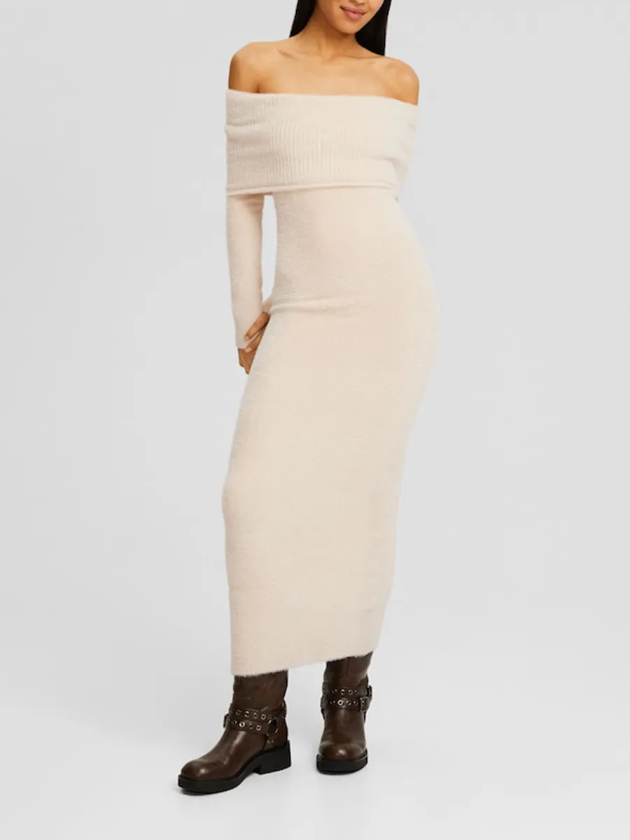 Vestido Midi Manga Larga Fuzzy