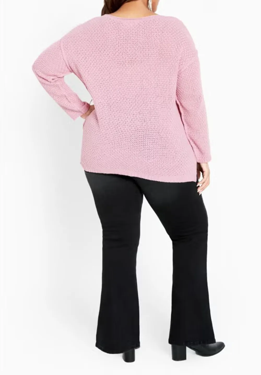 Solid Color Fitted Sweater
