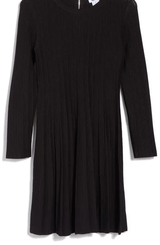 Long Sleeve Ribbed Fit & Flare Sweater Dress
