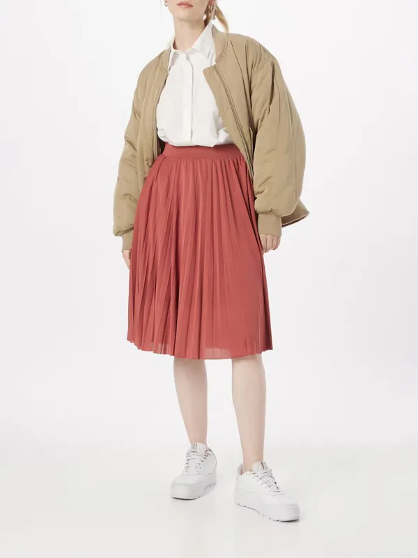 Plain Colored Casual Style Pleated Skirt