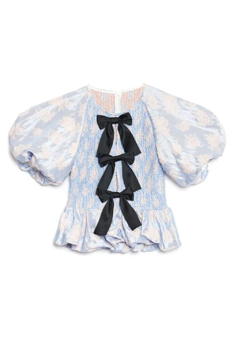 Bow Detailed Peplum Hem Tops