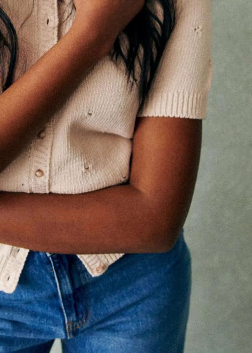 Designer Organic Cotton Short-Sleeved Cardigan