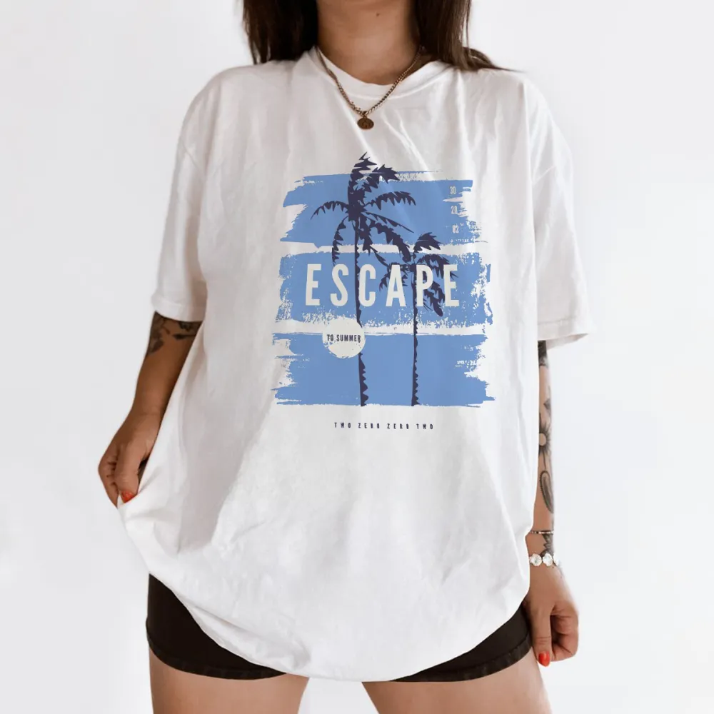 Loose Fit Tropical Palm Tree Graphic Tee