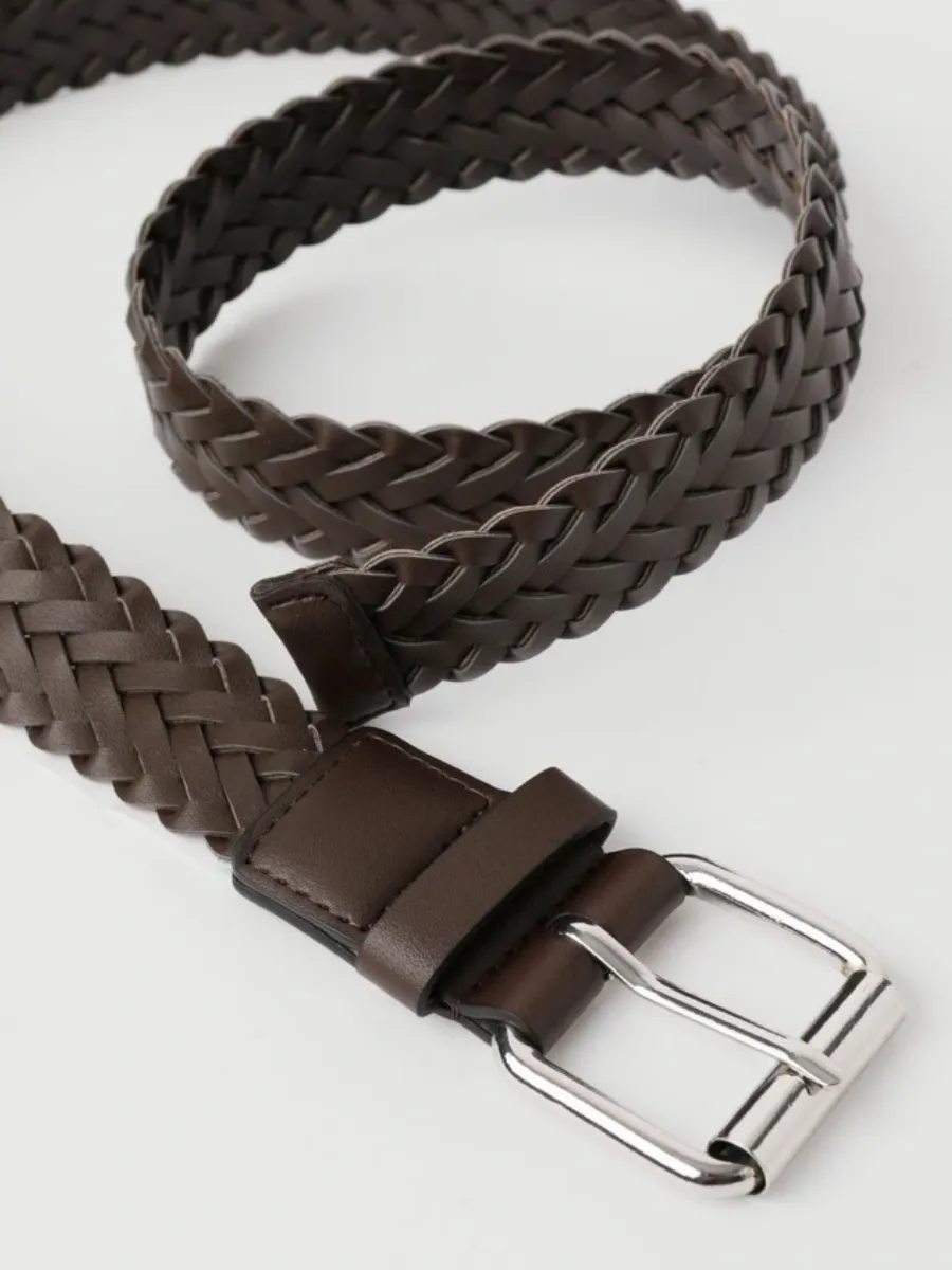 Casual Woven Leather Waist Belt