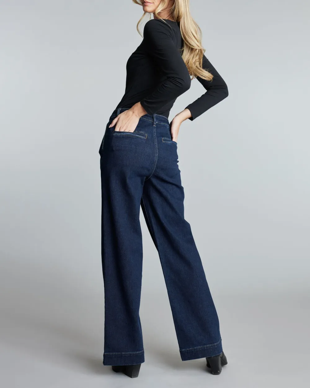 Dark Blue Wide Leg Denim Pant