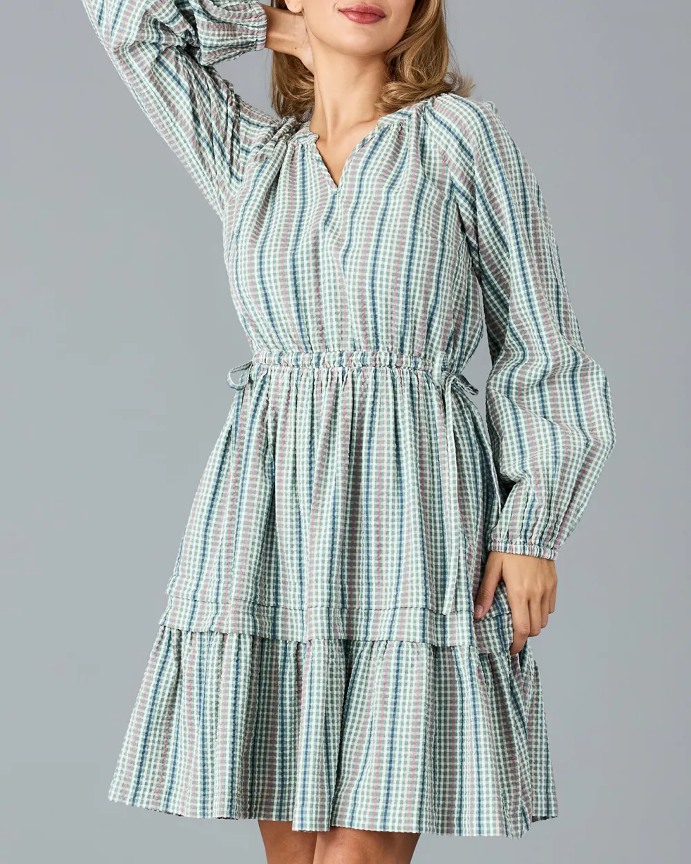 Light Colored Checkered Dress