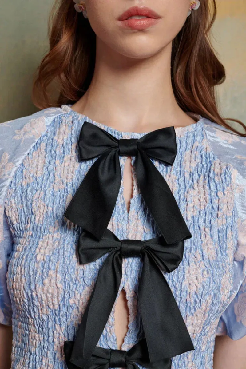 Bow Detailed Peplum Hem Tops