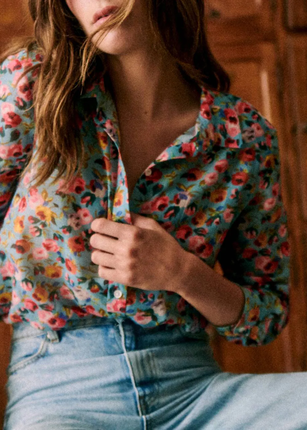 Colorful Floral Long-Sleeved Shirt