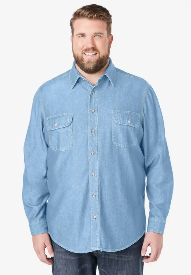 Long Sleeve Denim and Twill Shirt