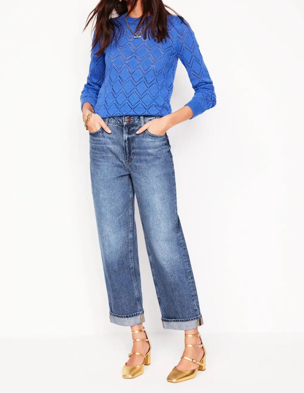 Light Blue Mid - Rise Straight - Leg Jeans