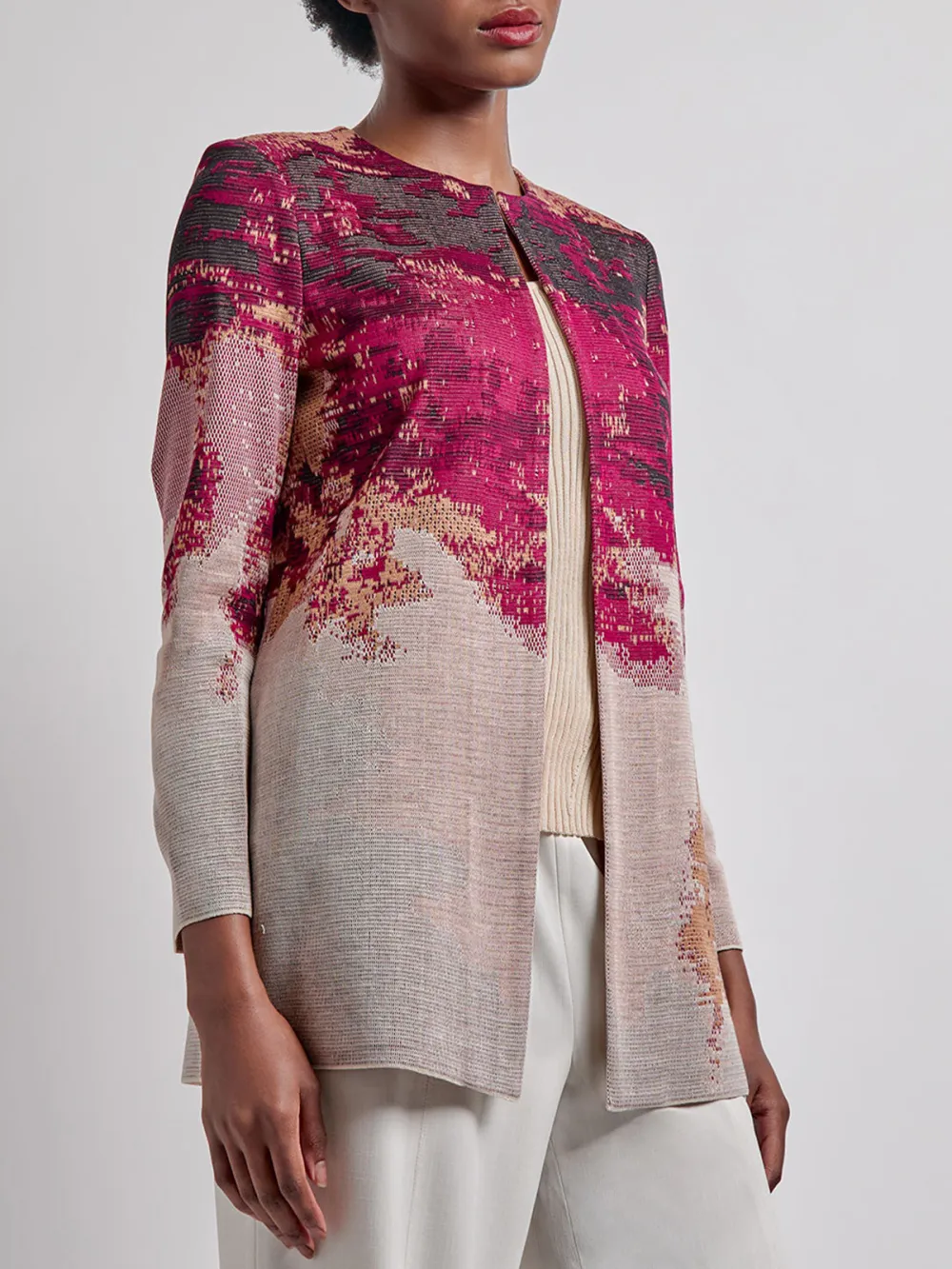 Jacquard Open Jacket