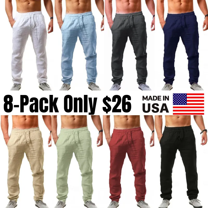 Men's Slim Fit Micro-Elastic Linen Trousers