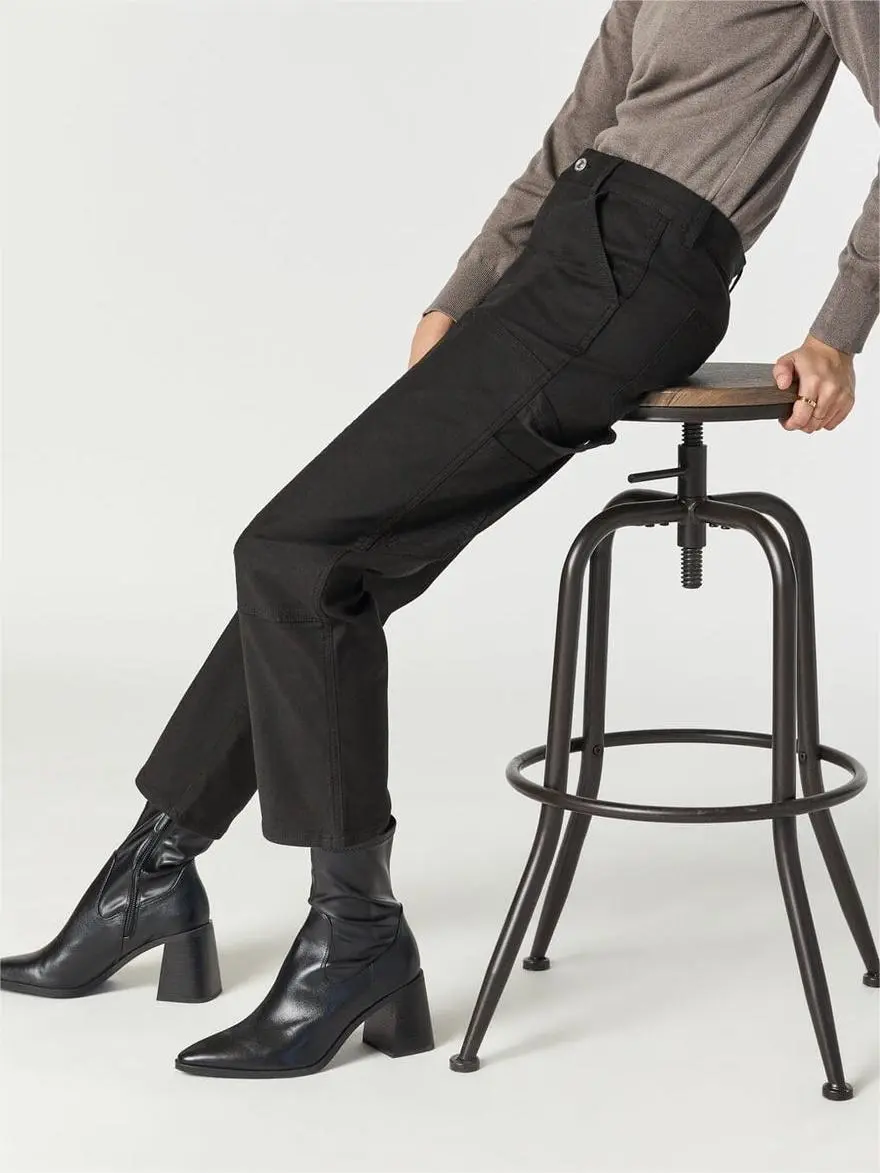 Casual Style Straight Leg Black Pants