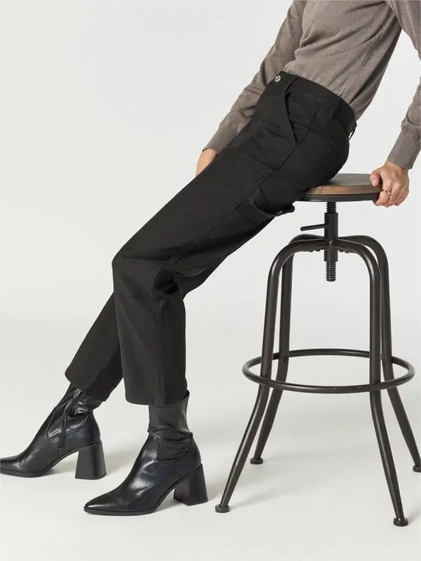 Casual Style Straight Leg Black Pants