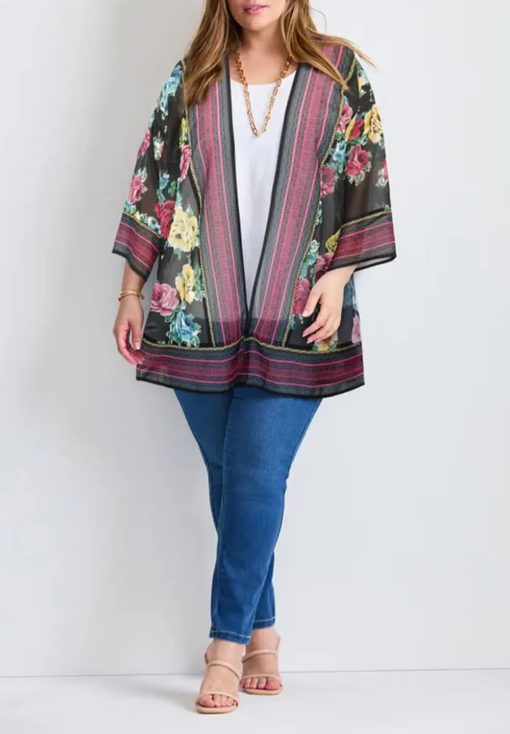 Color Blocked Border Cardigan