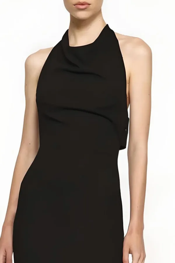 Black Hanging Neck Minimalist Elegant High-End  Dress
