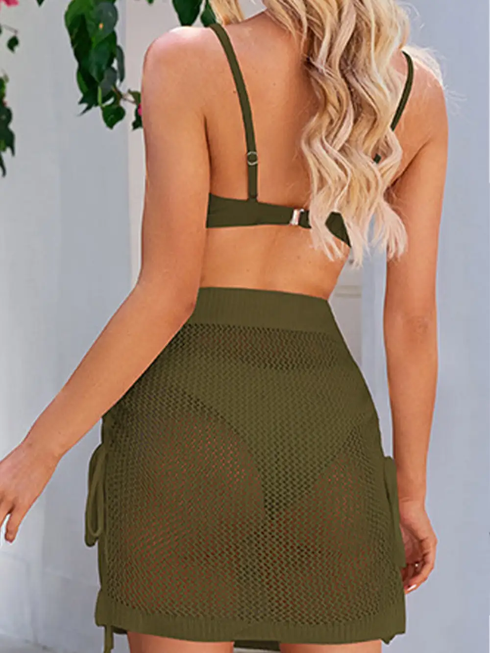 Drawstring Elastic Waist Skirt Swim Dress