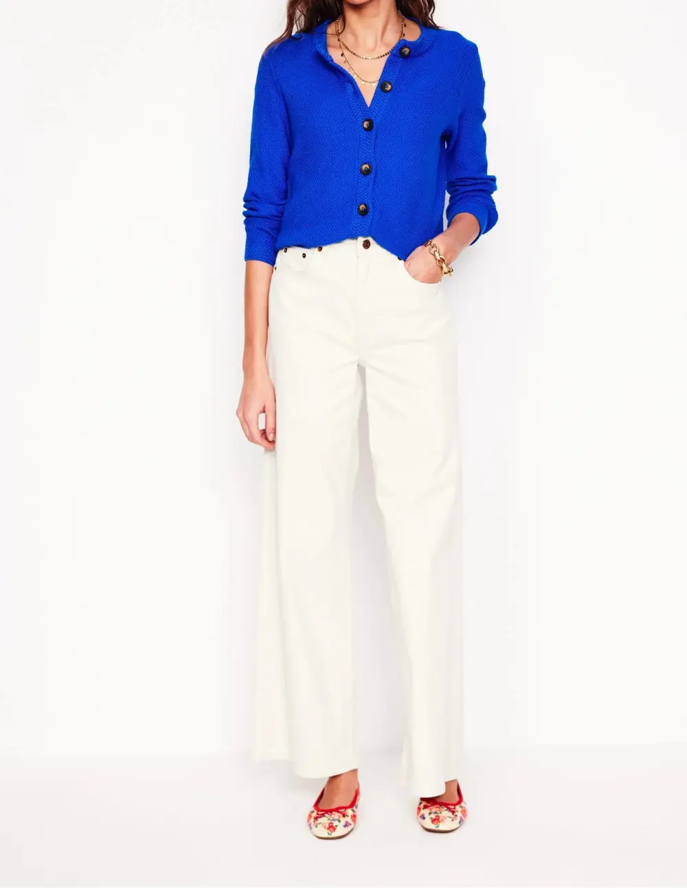 Royal Blue Open - Front Knit Cardigan