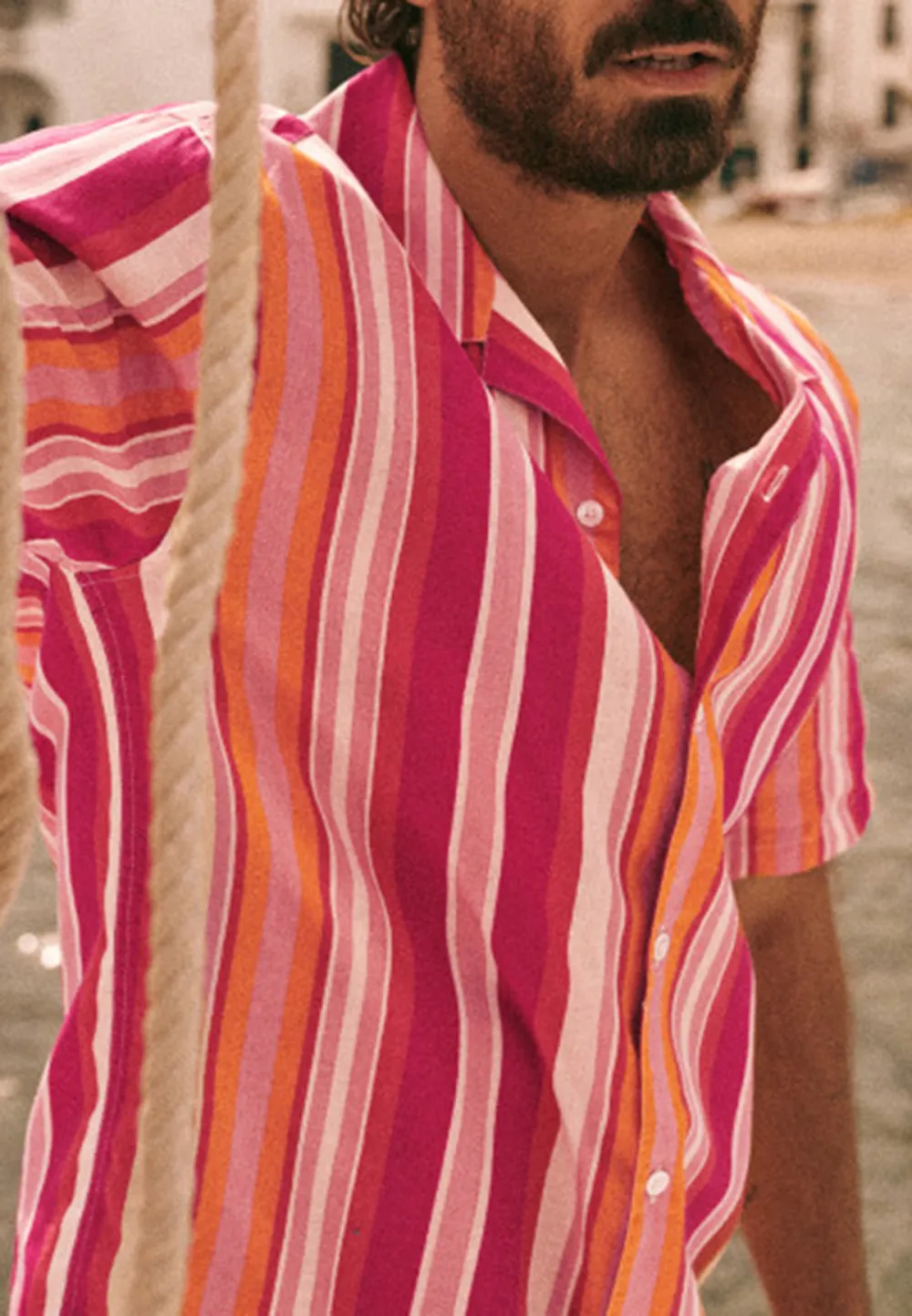 Shirt-Stripes Ecru Pink Orange