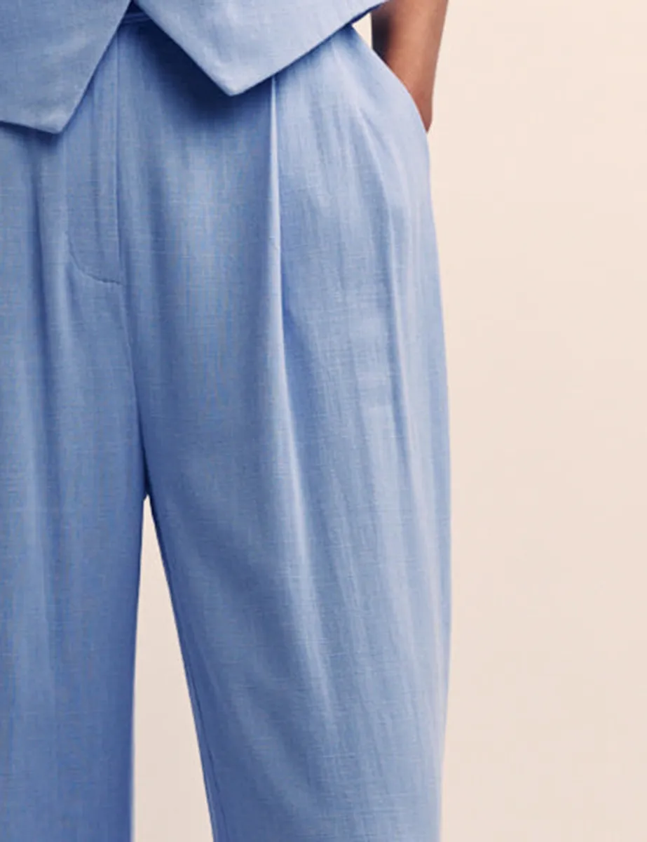 Blue Relaxed Tailored Trousers